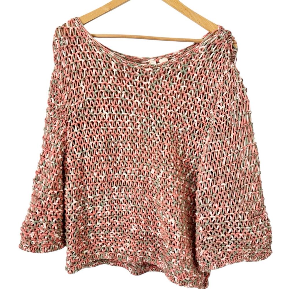 Anthropologie Moth Salina Open Knit Bell Sleeve Pullover Sweater Size XS